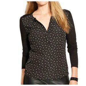 LAUREN RALPH LAUREN Black Label Viscose Knit Geometric Woven Front‎ Top Size PM